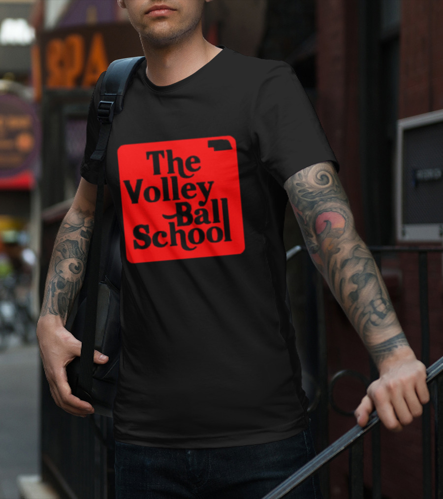The Volleyball School Nebraska Red Square Text T-Shirt
