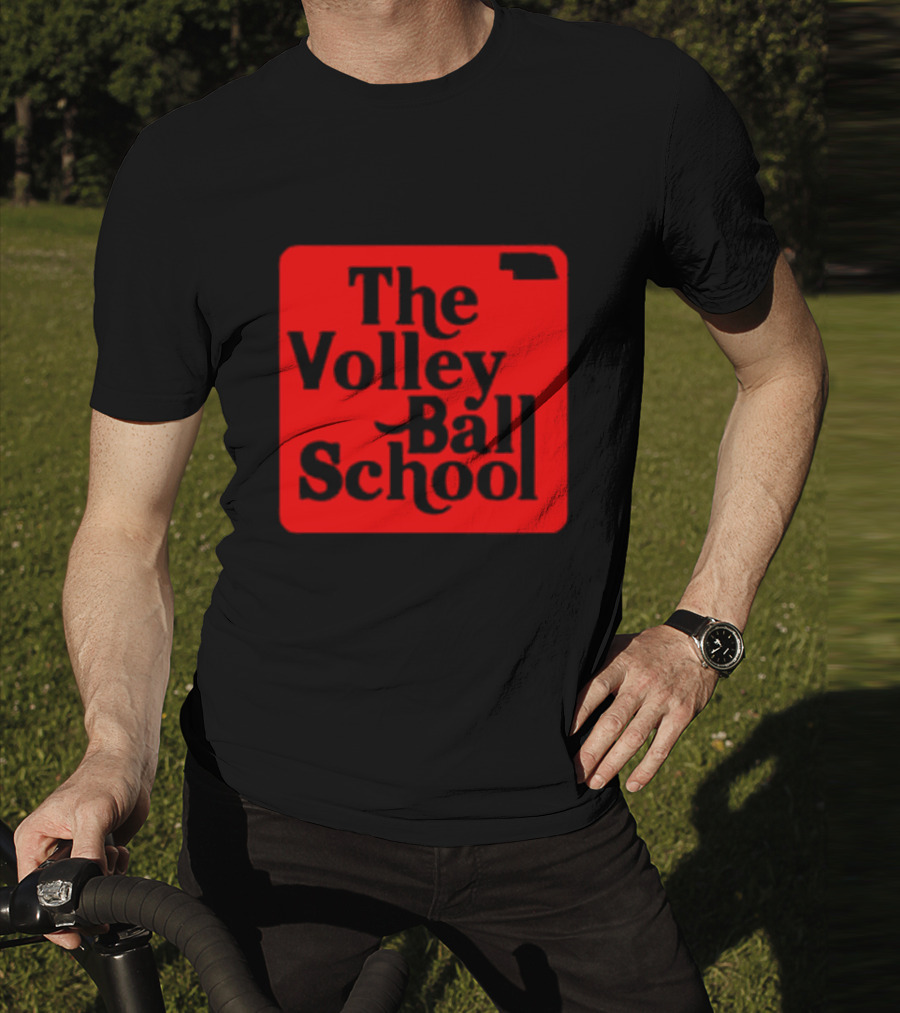 The Volleyball School Nebraska Red Square Text T-Shirt
