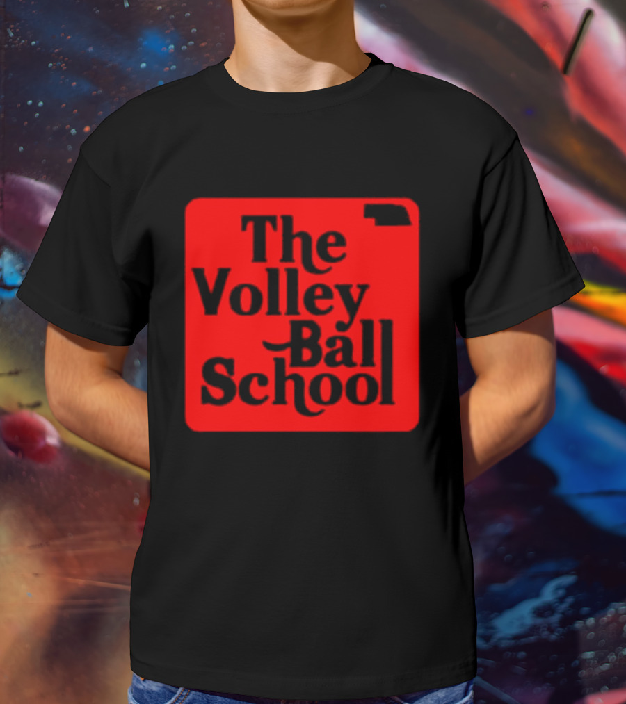 The Volleyball School Nebraska Red Square Text T-Shirt