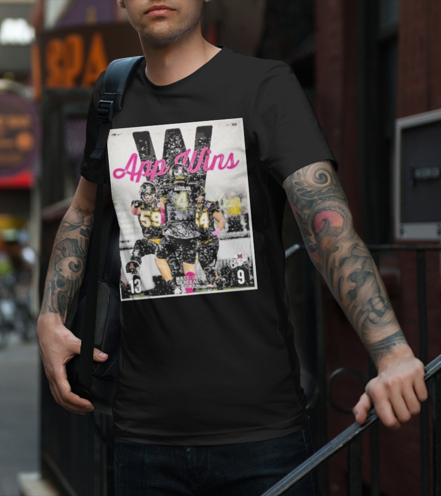 Appalachian State Mountaineers Football App Wins 13 9 Victory Celebration Football Players In Action T-Shirt