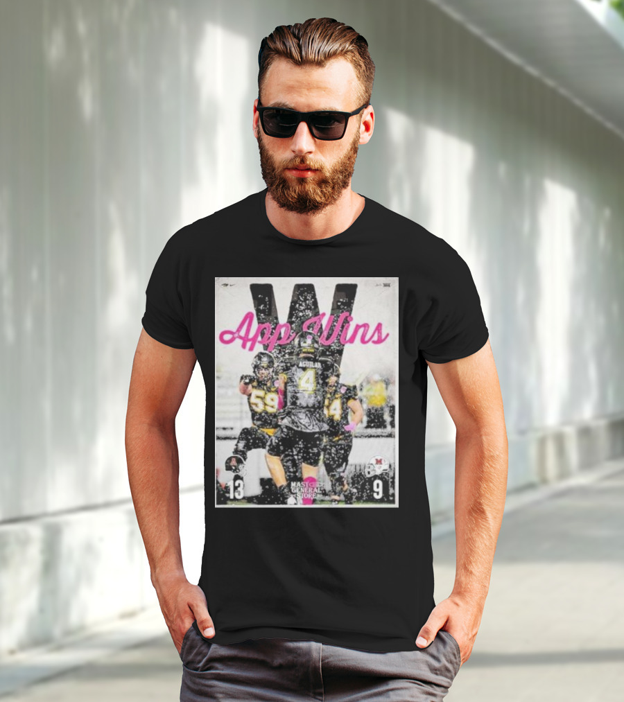 Appalachian State Mountaineers Football App Wins 13 9 Victory Celebration Football Players In Action T-Shirt