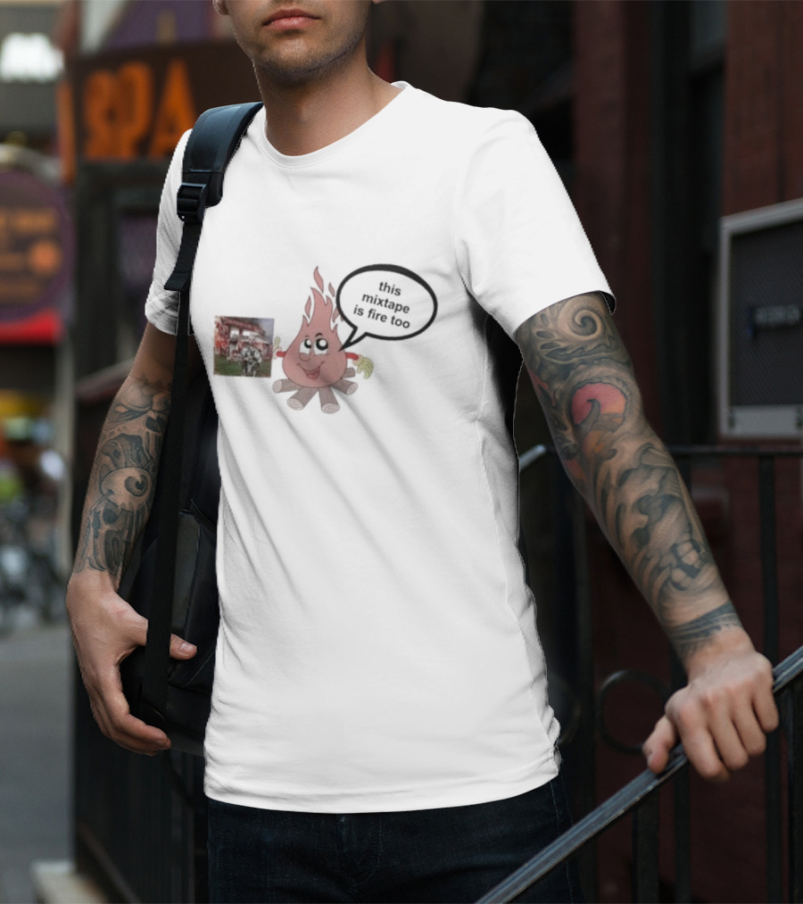 Dillon Francis This Mixtape Is Fire Too Flame Character Holding Album T-Shirt