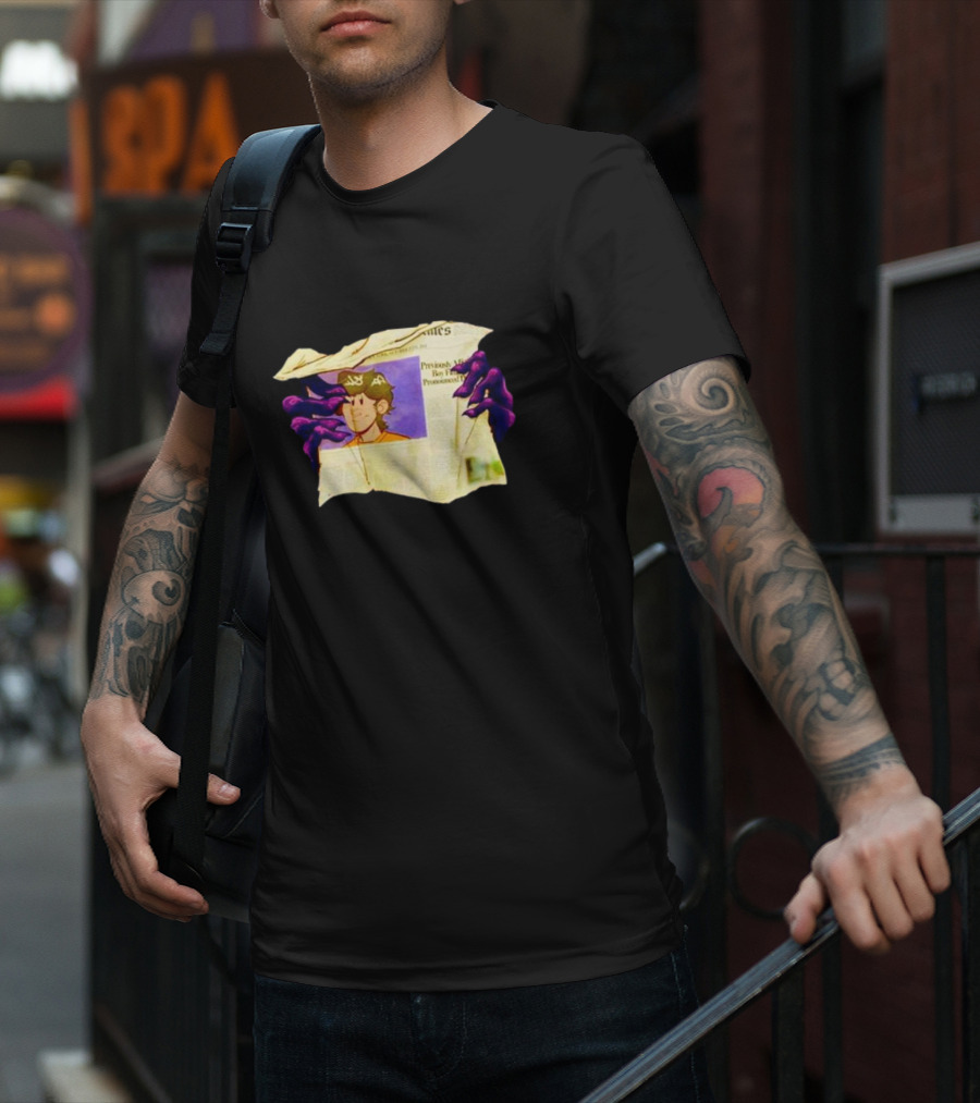 Graaavel’s Backstory Newspaper Cursed Hands Crowned Character T-Shirt