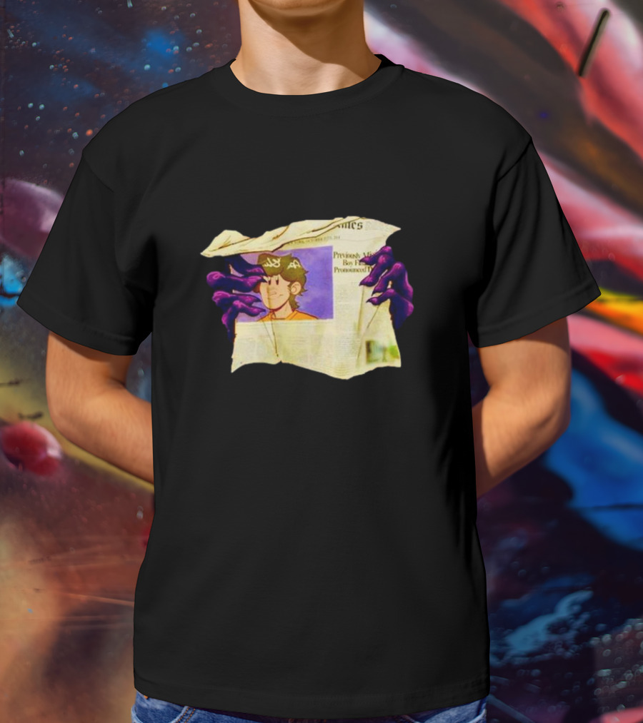 Graaavel’s Backstory Newspaper Cursed Hands Crowned Character T-Shirt