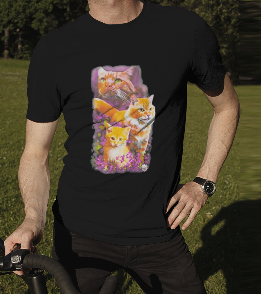 Opticgaming Scump Cat Trio Among Blossoms T-Shirt