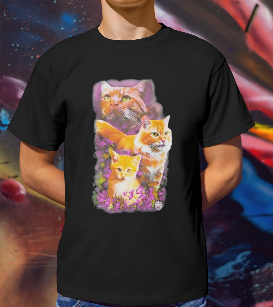 Opticgaming Scump Cat Trio Among Blossoms T-Shirt