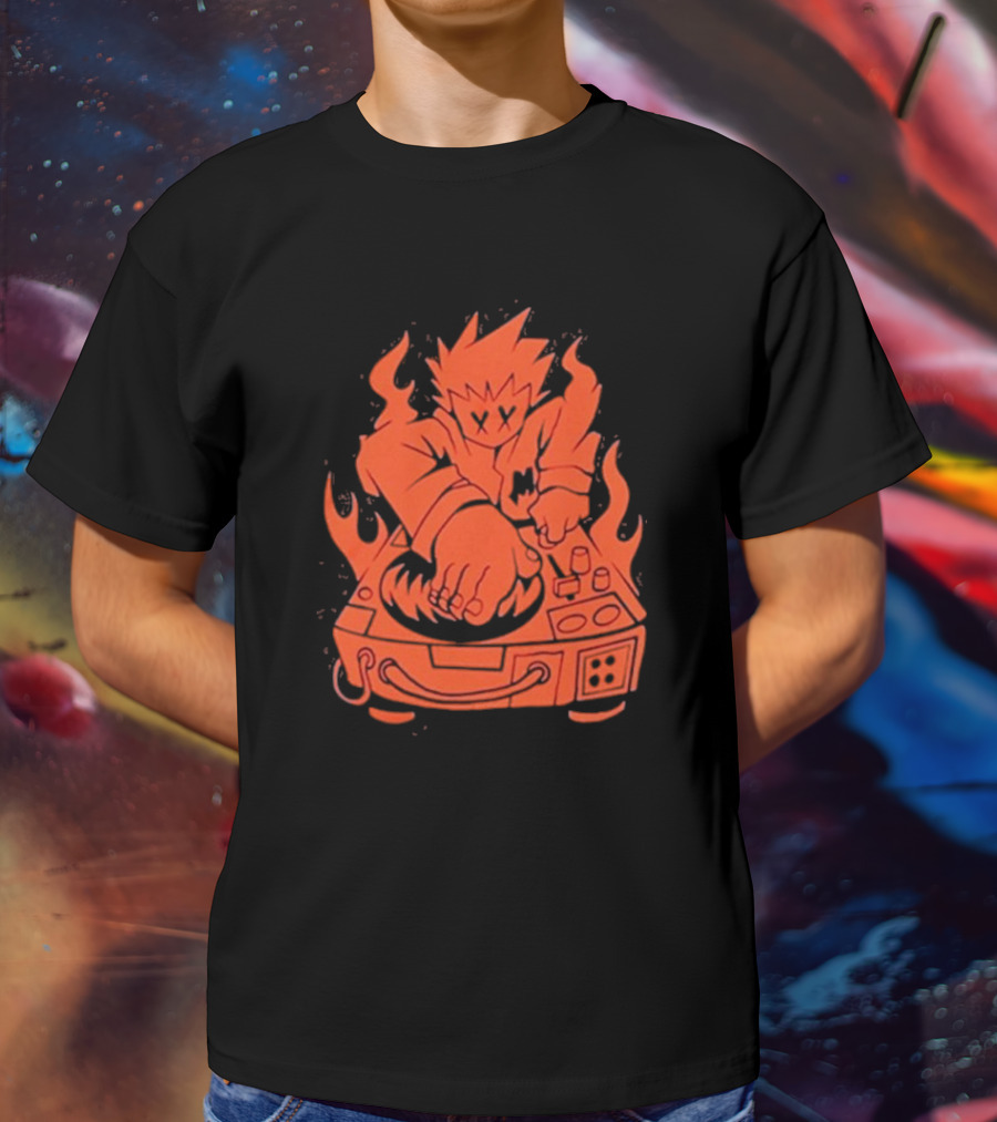 Marshmello Music Scratch Fiery DJ Turntable T-Shirt