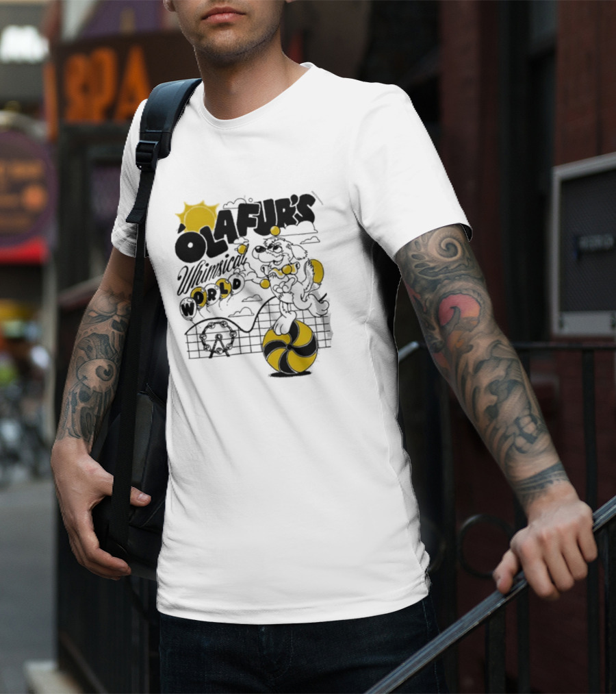 OLAFUR'S Whimsical World Amusement Adventure Design With Iconic Puppy And Ferris Wheel T-Shirt