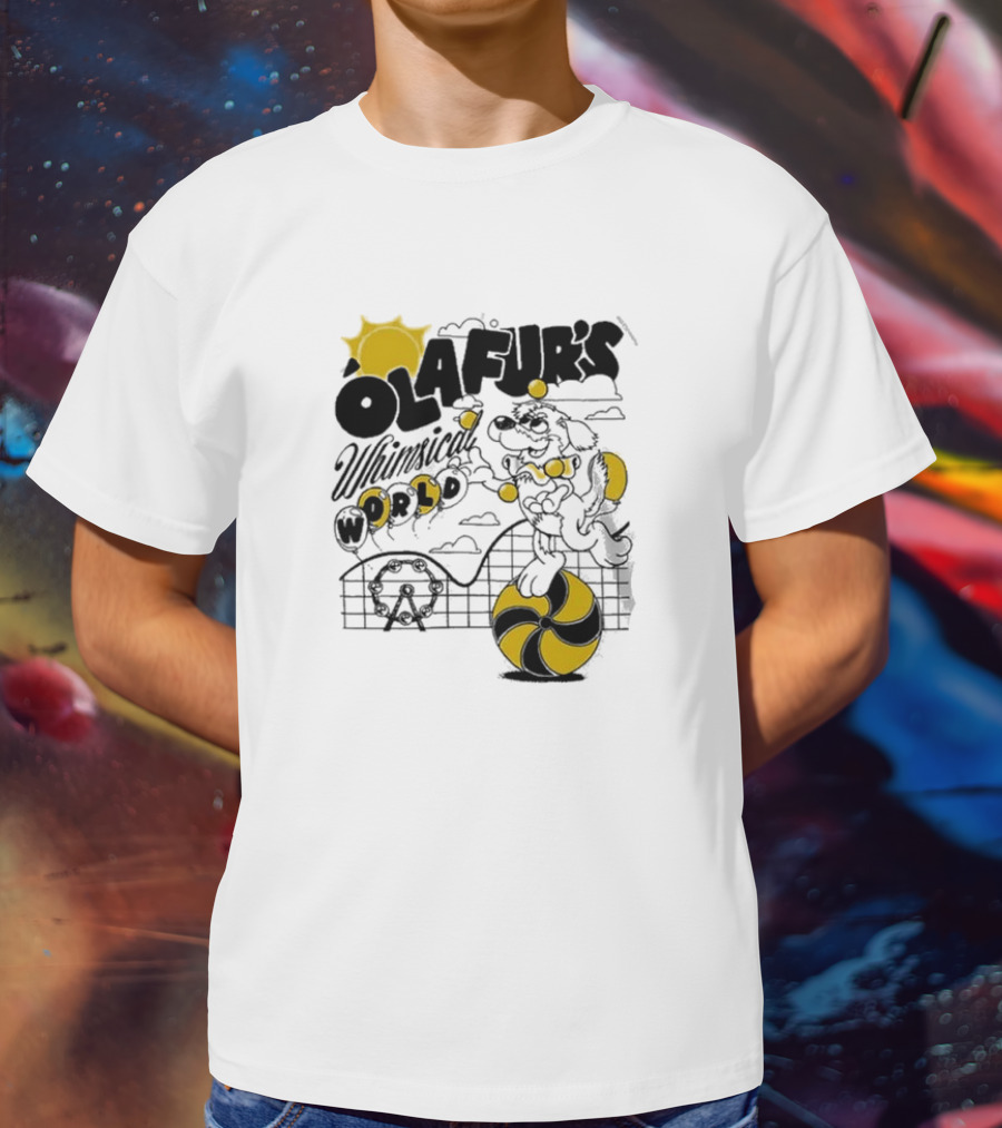 OLAFUR'S Whimsical World Amusement Adventure Design With Iconic Puppy And Ferris Wheel T-Shirt