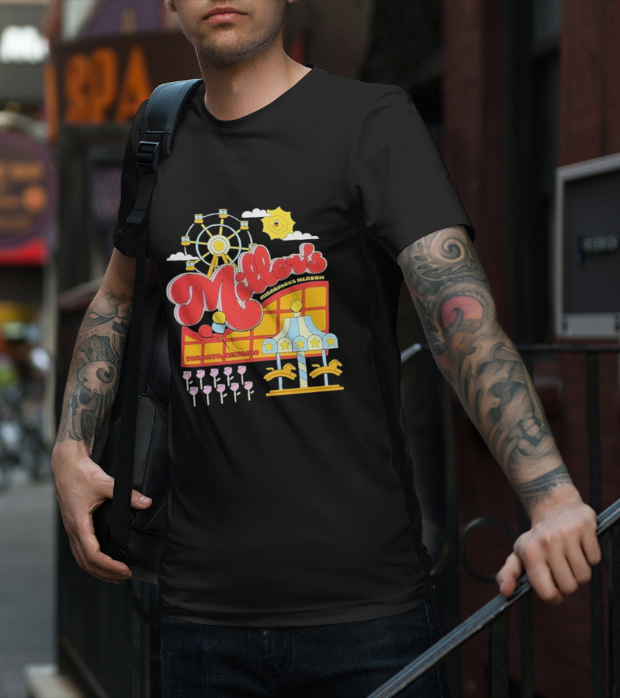 Miller's Miraculous Meadow Toronto Ontario Ferris Wheel Carousel Sun And Clouds T-Shirt