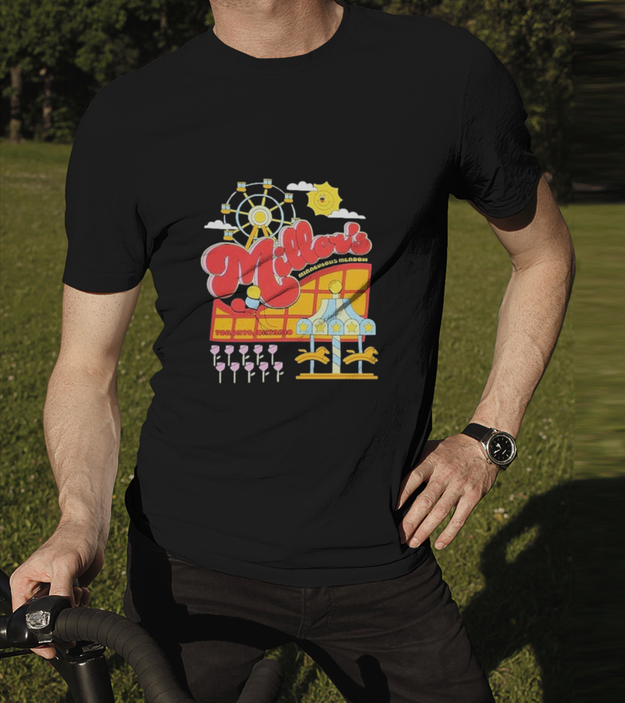 Miller's Miraculous Meadow Toronto Ontario Ferris Wheel Carousel Sun And Clouds T-Shirt