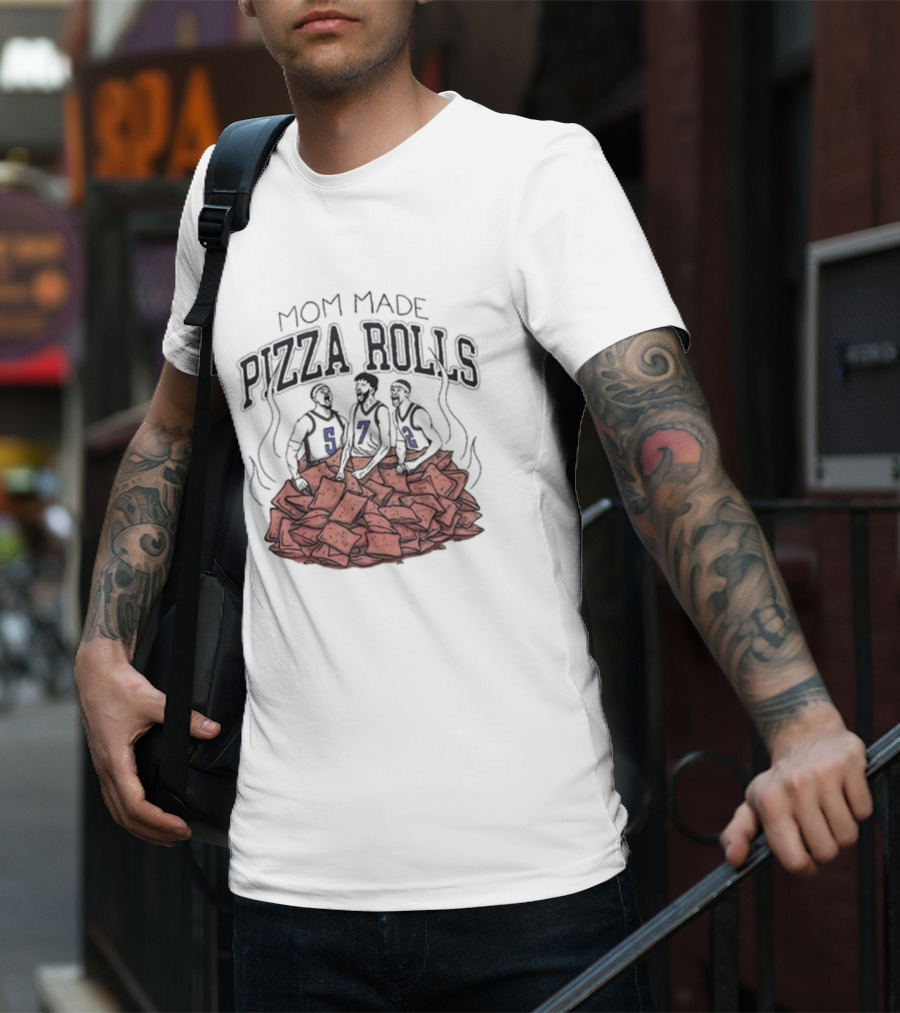 Mom Made Pizza Rolls Basketball Trio On Pizza Pile T-Shirt