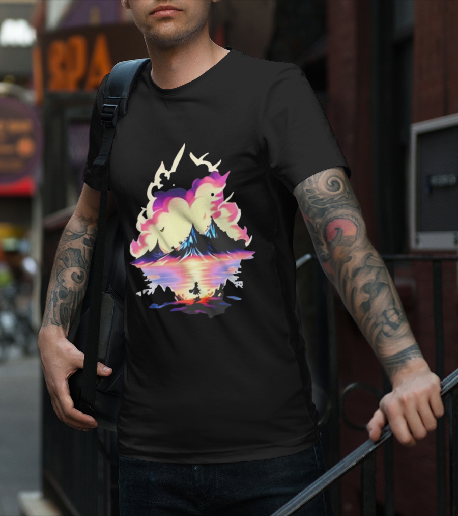 Fairy Tale Sight Comics Artwork Enchanted Landscape With Mountains And Reflection T-Shirt