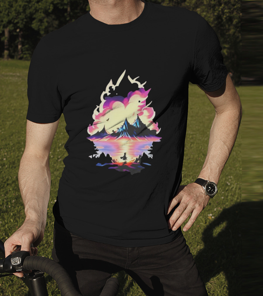 Fairy Tale Sight Comics Artwork Enchanted Landscape With Mountains And Reflection T-Shirt
