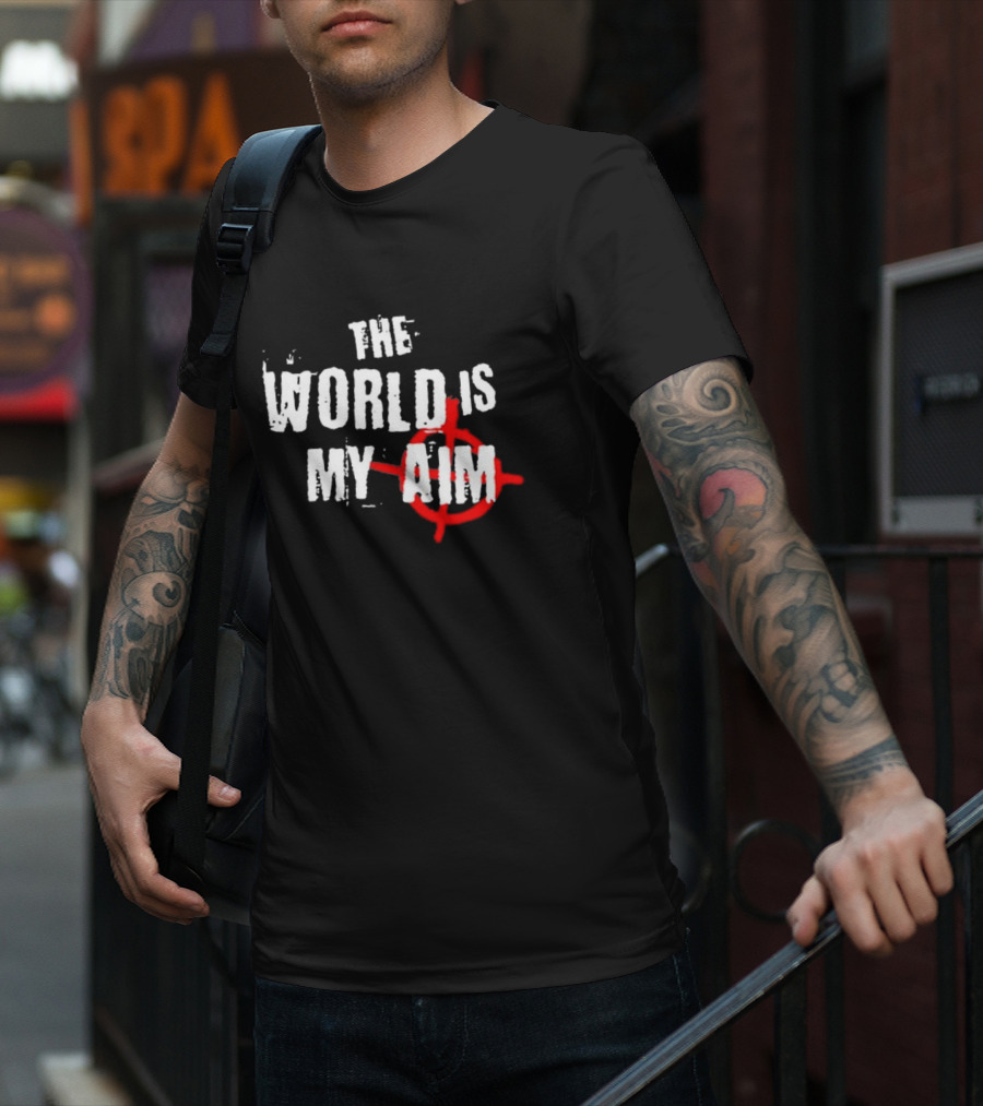The World Is My Aim Vintage Black And White With Red Target Circle T-Shirt