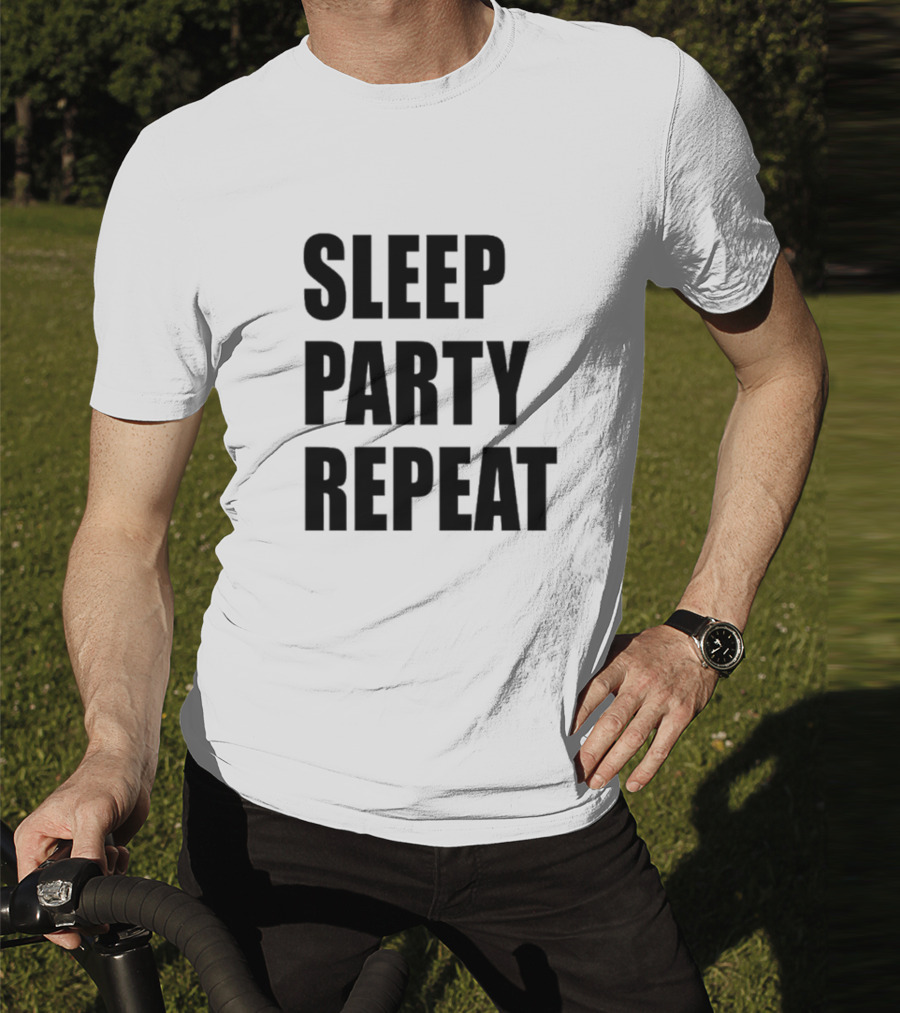 Sleep Party Repeat Slogan Black минималистичний дизайн T-Shirt