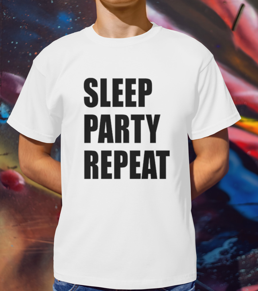 Sleep Party Repeat Slogan Black минималистичний дизайн T-Shirt