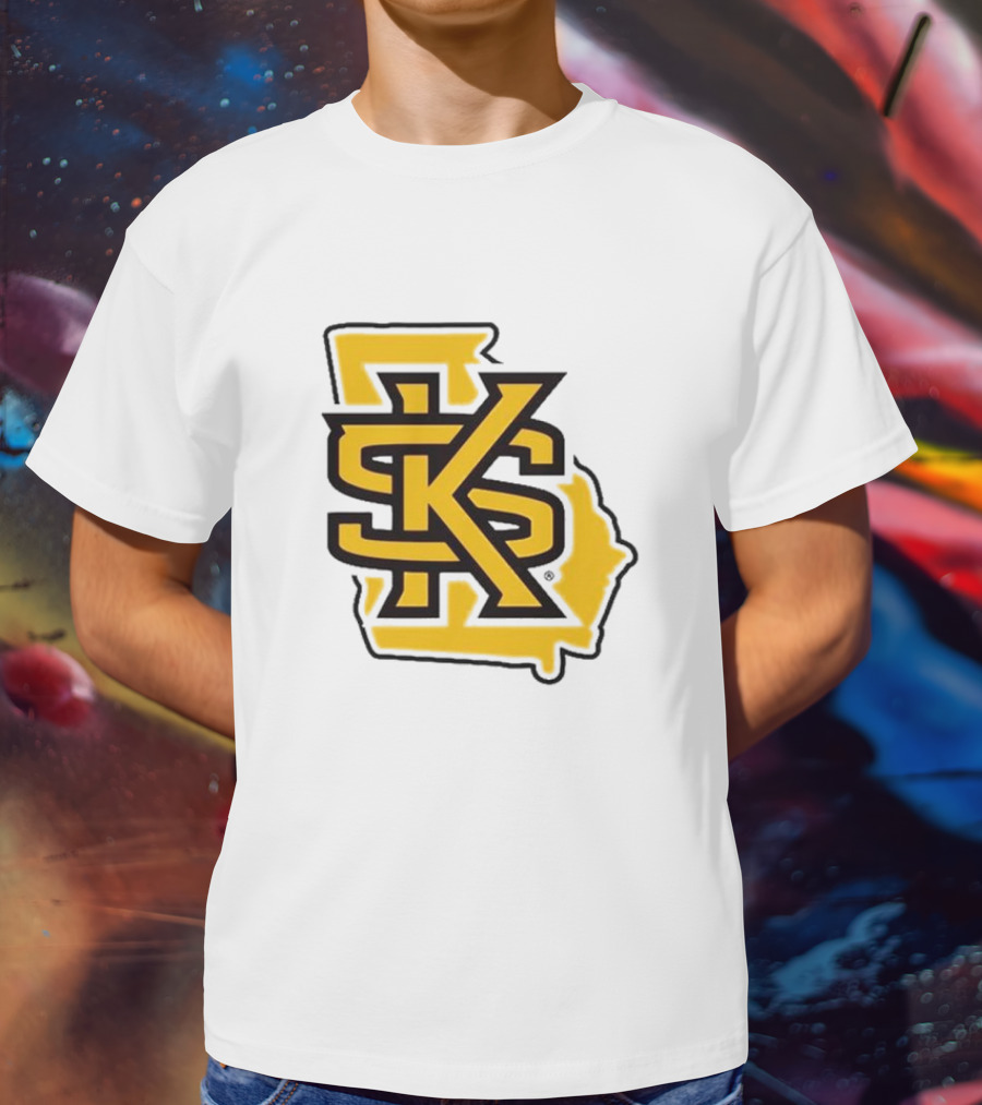 KSU Athletics Black And Gold Georgia Map T-Shirt