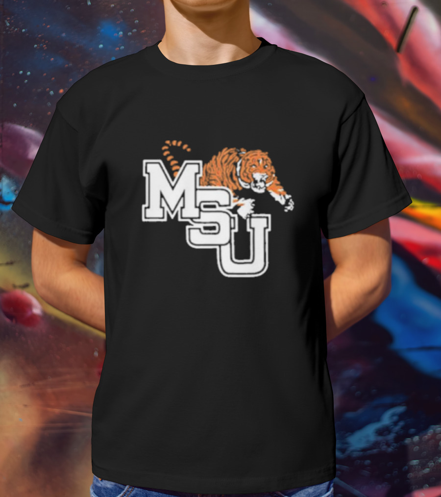 MSU Tiger Icon With Bold White Letters And Orange Stripes T-Shirt