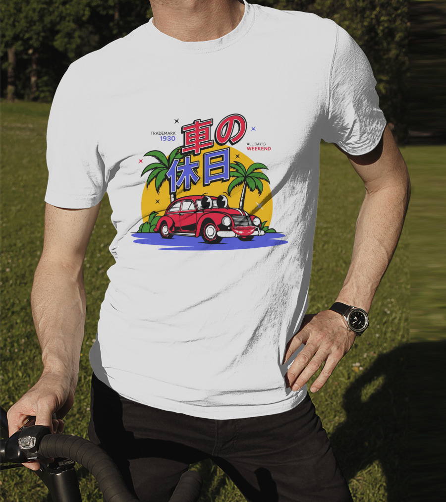 Trademark 1930 Car Holiday All Days Weekend Palm Trees T-Shirt