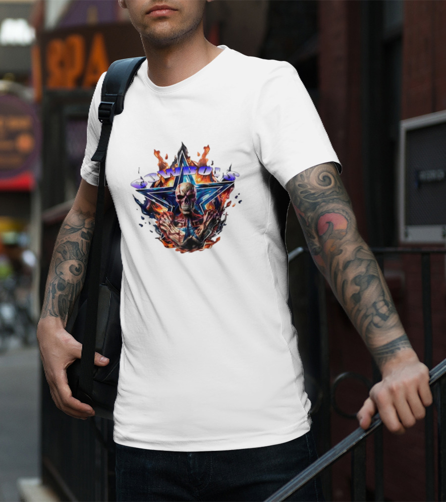 Cowboys Skeleton Star Flames T-Shirt