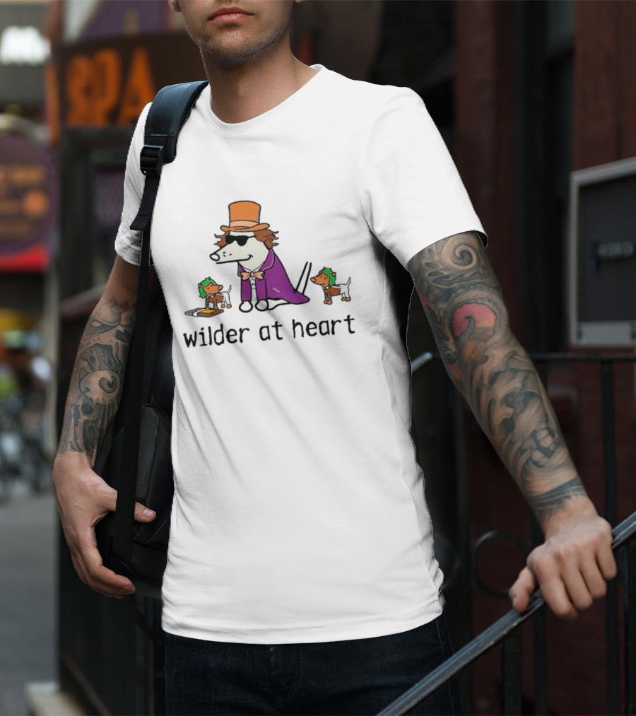 Wilder At Heart Dog In Orange Hat And Purple Outfit With Two Small Dogs T-Shirt