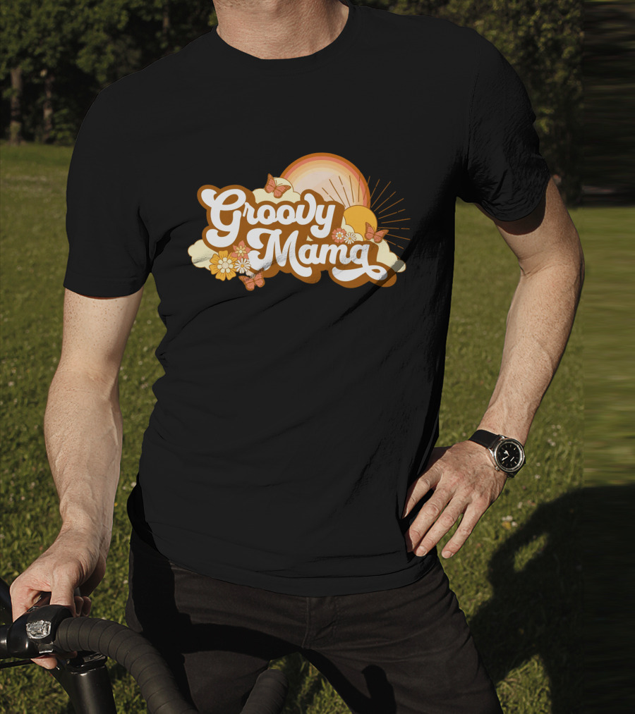 Groovy Mama Retro Sunflower Butterflies T-Shirt