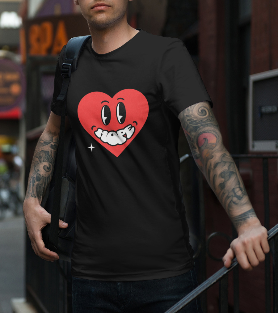 Hope Heart With Cartoon Eyes And Sparkle T-Shirt