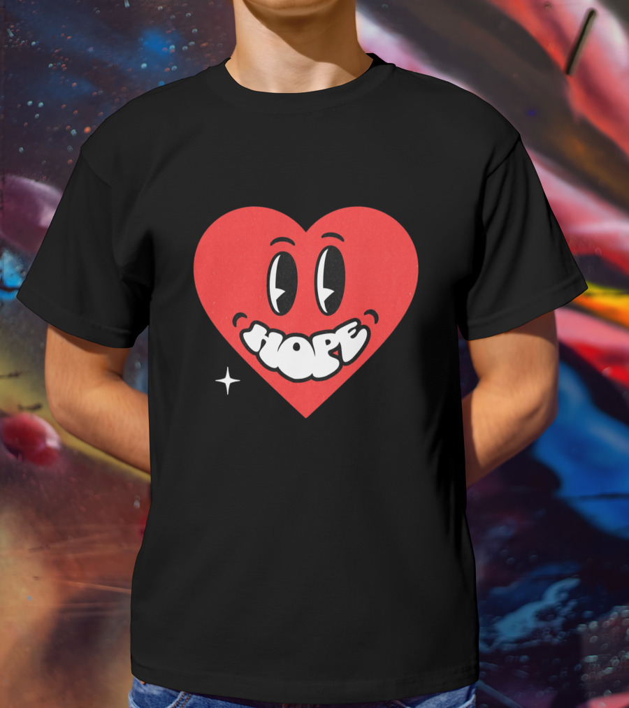 Hope Heart With Cartoon Eyes And Sparkle T-Shirt