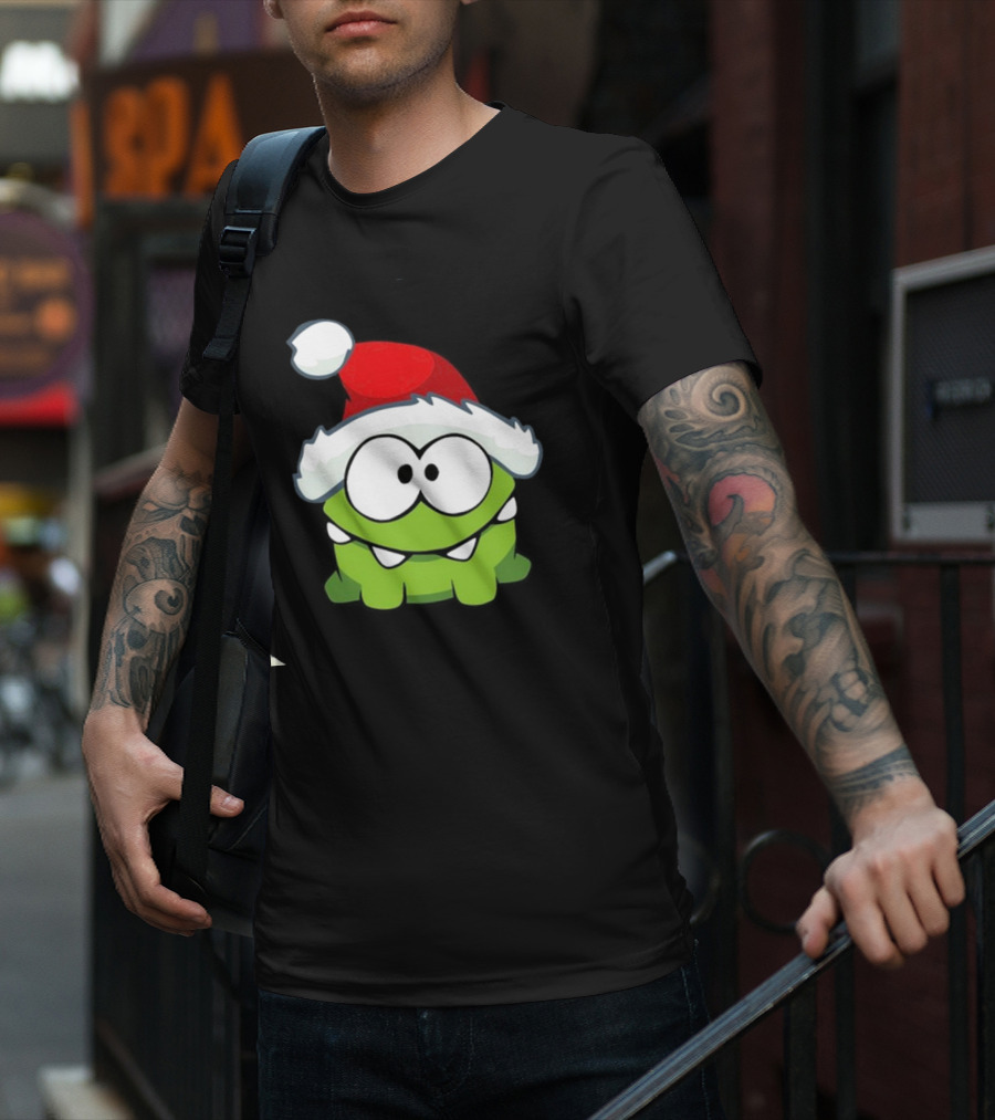 Om Nom Christmas Santa Hat T-Shirt