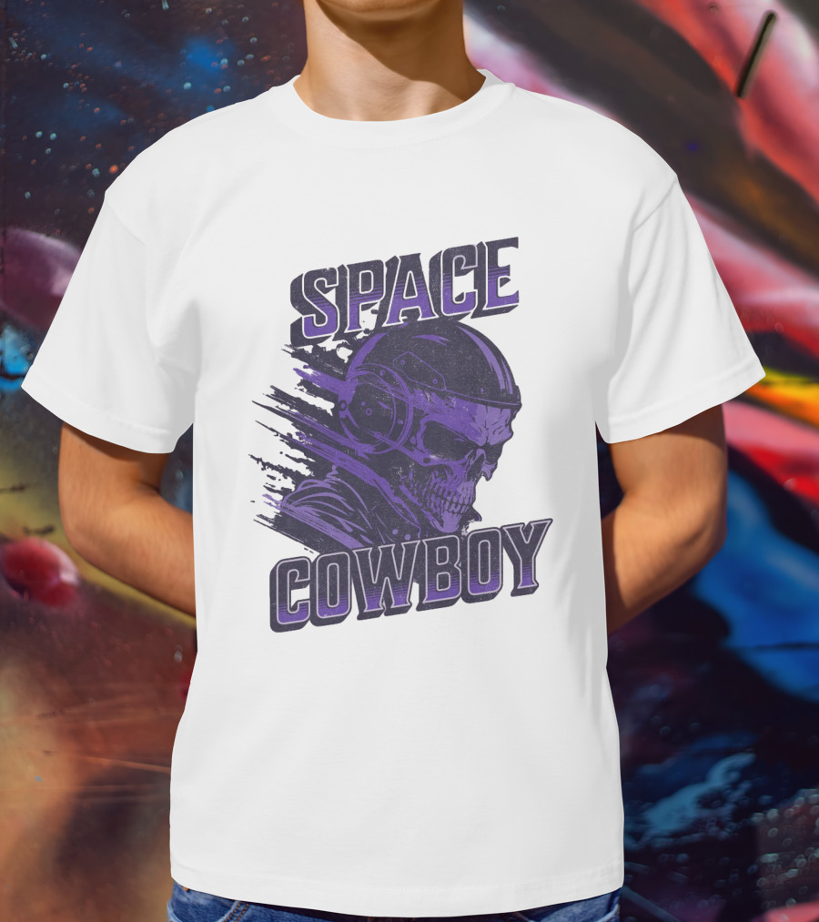 Space Cowboy Skull Helmet Cosmic Adventure T-Shirt