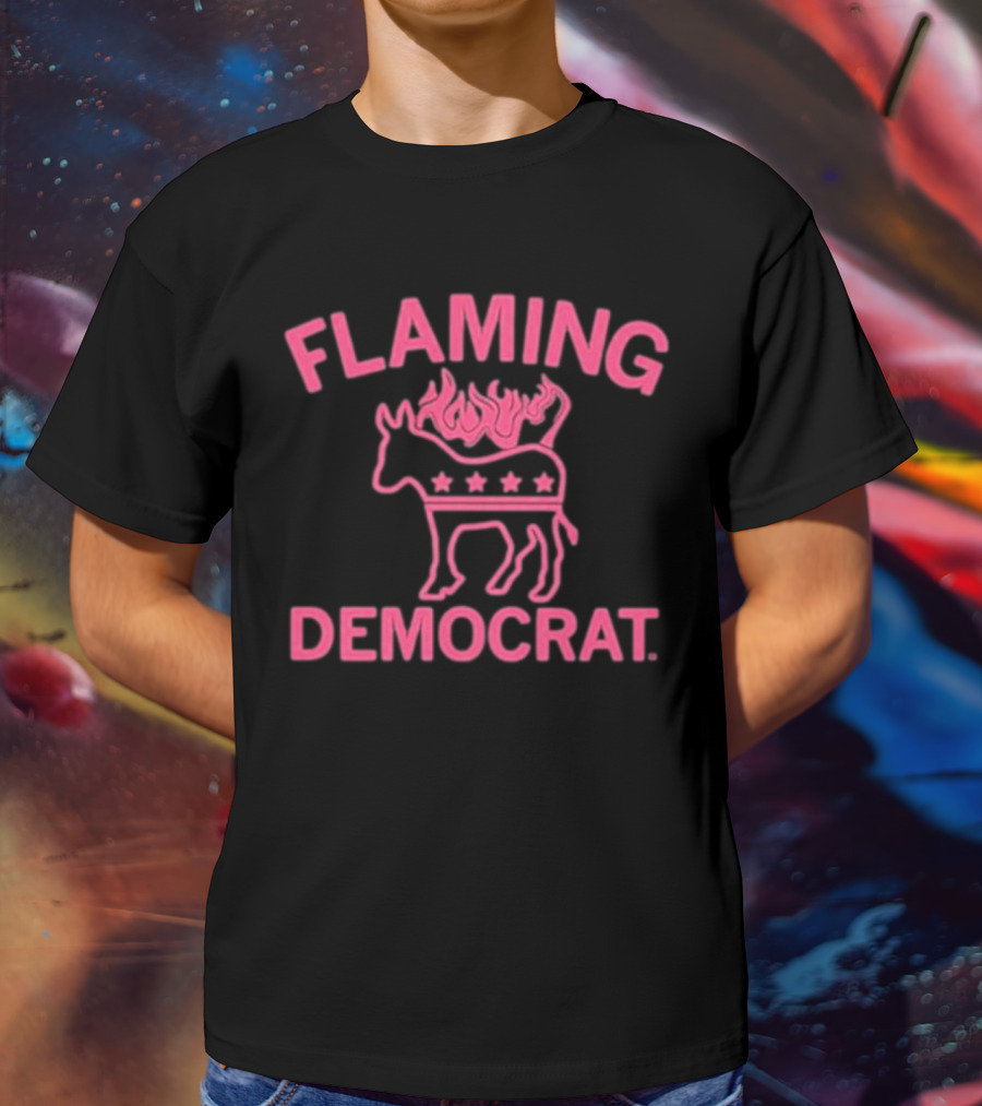 Flaming Democrat Donkey With Stars And Flames T-Shirt