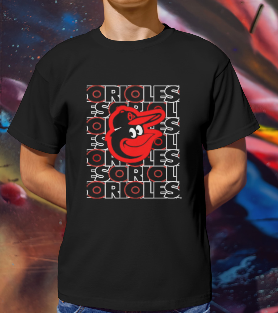 Baltimore Orioles Classic Orioles Text With Iconic Cartoon Bird Face T-Shirt