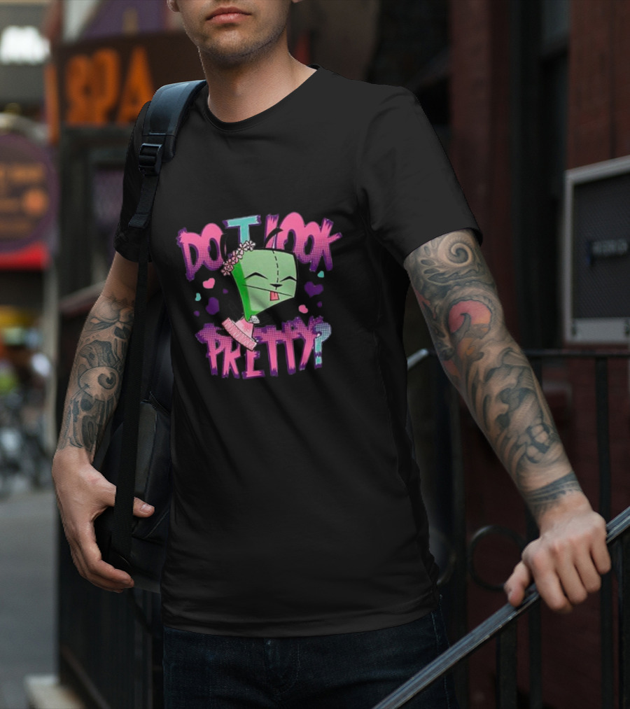 Invader Zim Gir Do I Look Pretty Cute Alien Robot Floral T-Shirt