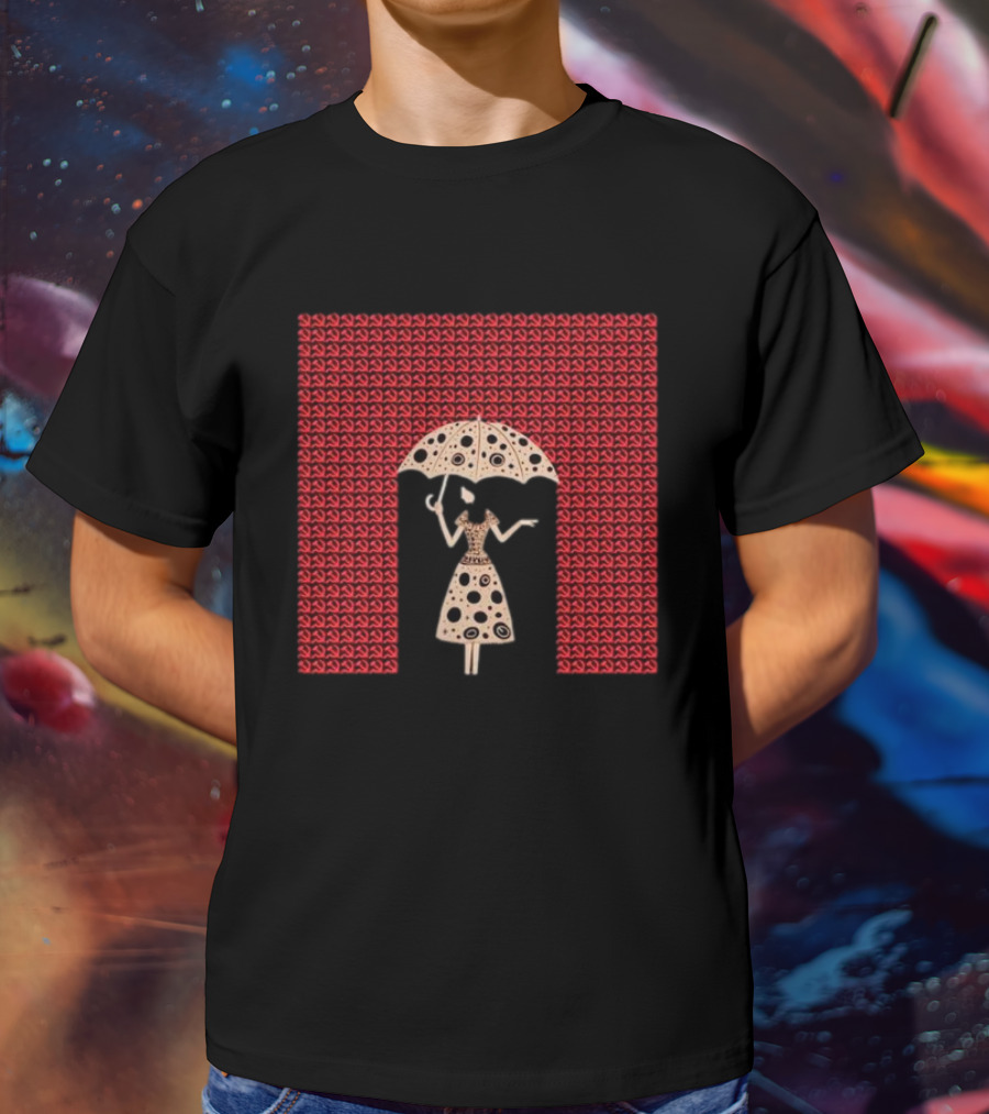 It’s All Around You Artisan Series Umbrella Pattern Black And Red T-Shirt