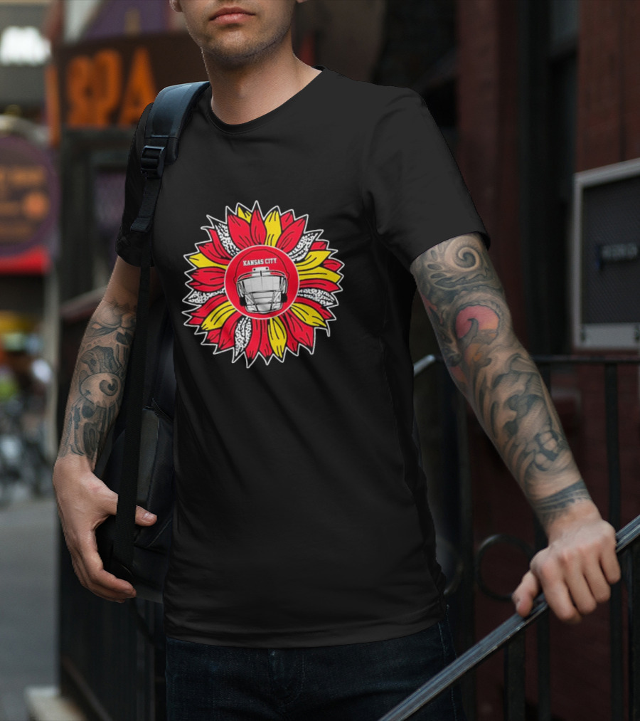 Kansas City Chiefs Sunflower Football Helmet T-Shirt