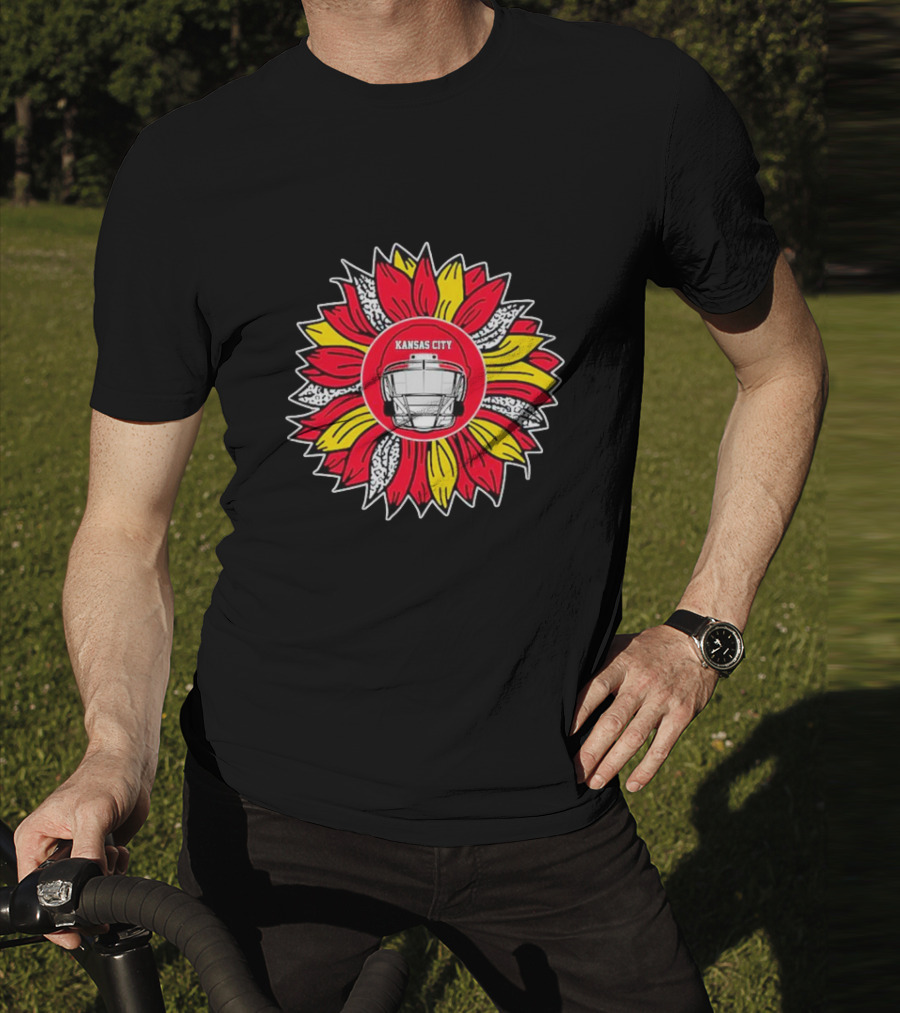 Kansas City Chiefs Sunflower Football Helmet T-Shirt