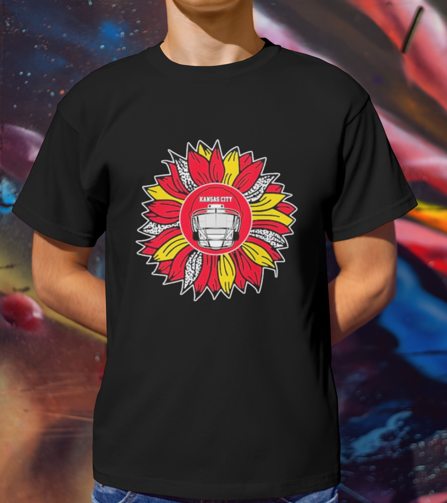 Kansas City Chiefs Sunflower Football Helmet T-Shirt
