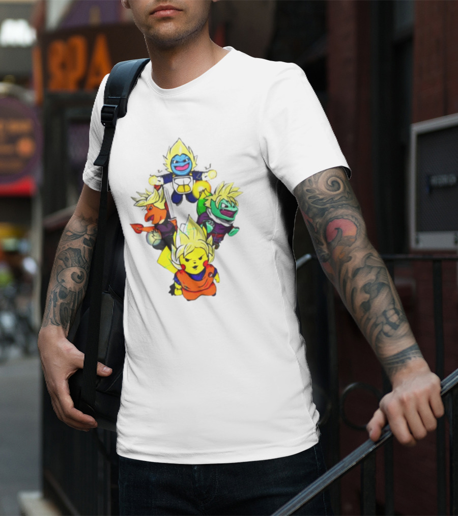 Dragon Ball Z Super Saiyan Pokemon Crossover Characters T-Shirt