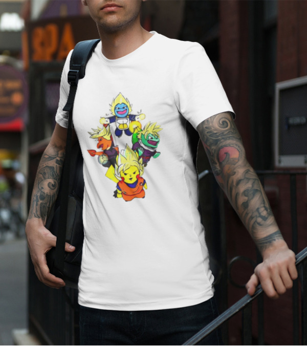 Dragon Ball Z Super Saiyan Pokemon Crossover Characters T-Shirt