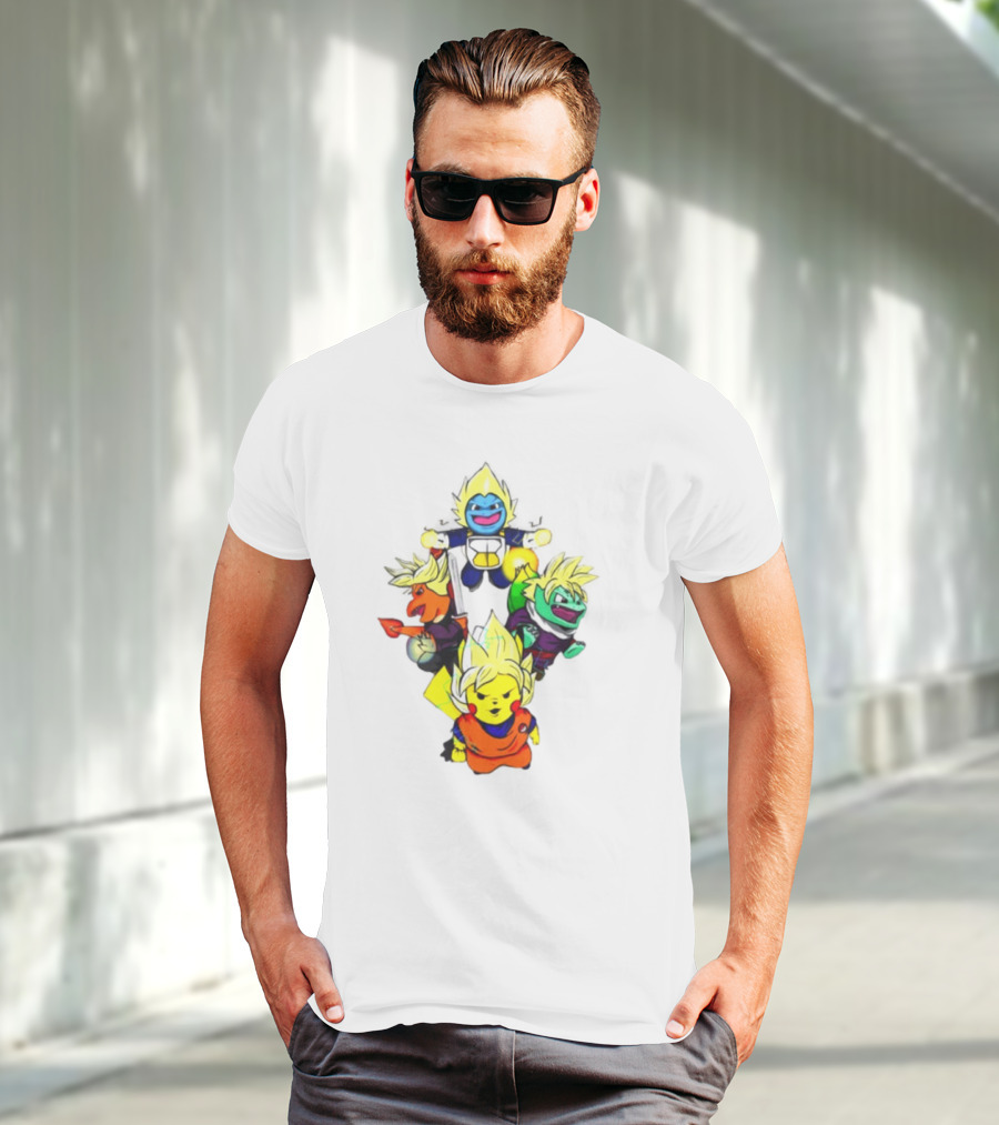 Dragon Ball Z Super Saiyan Pokemon Crossover Characters T-Shirt