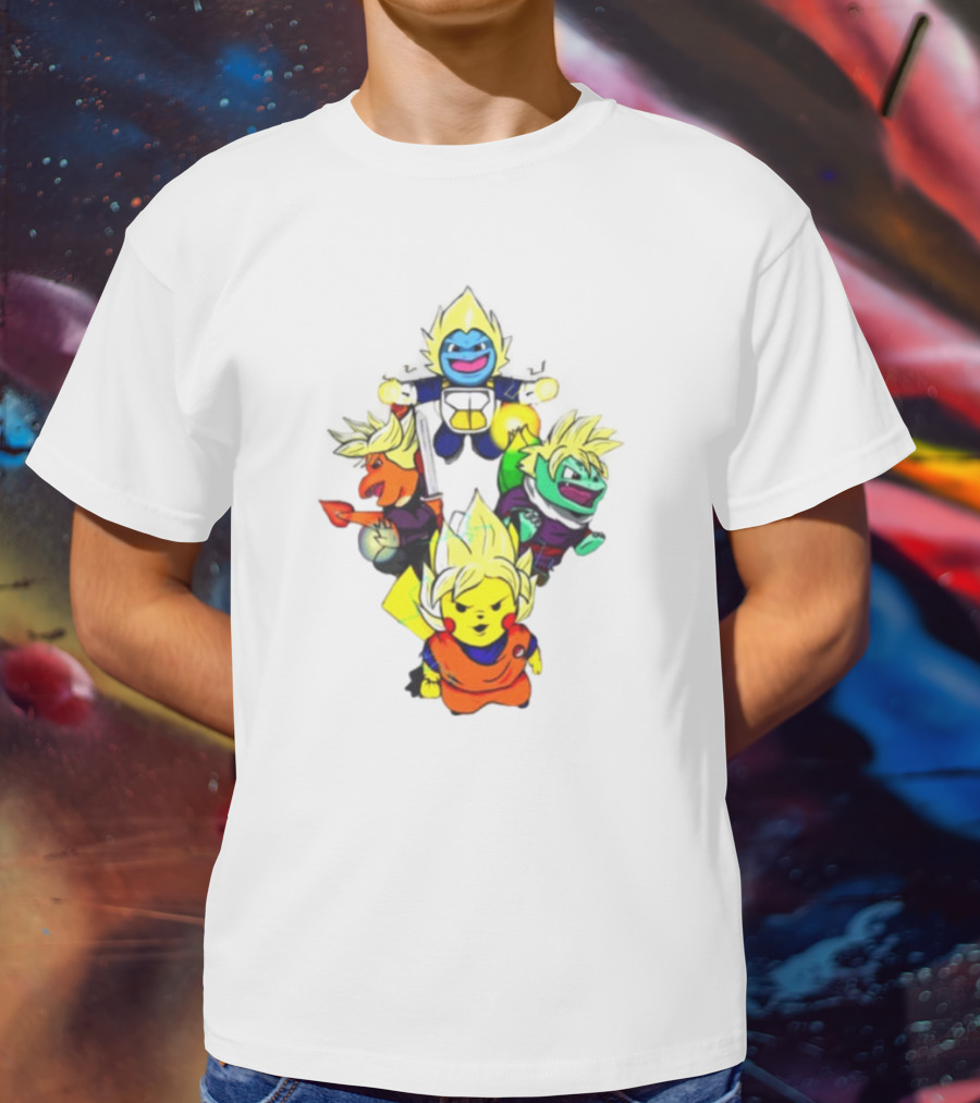 Dragon Ball Z Super Saiyan Pokemon Crossover Characters T-Shirt