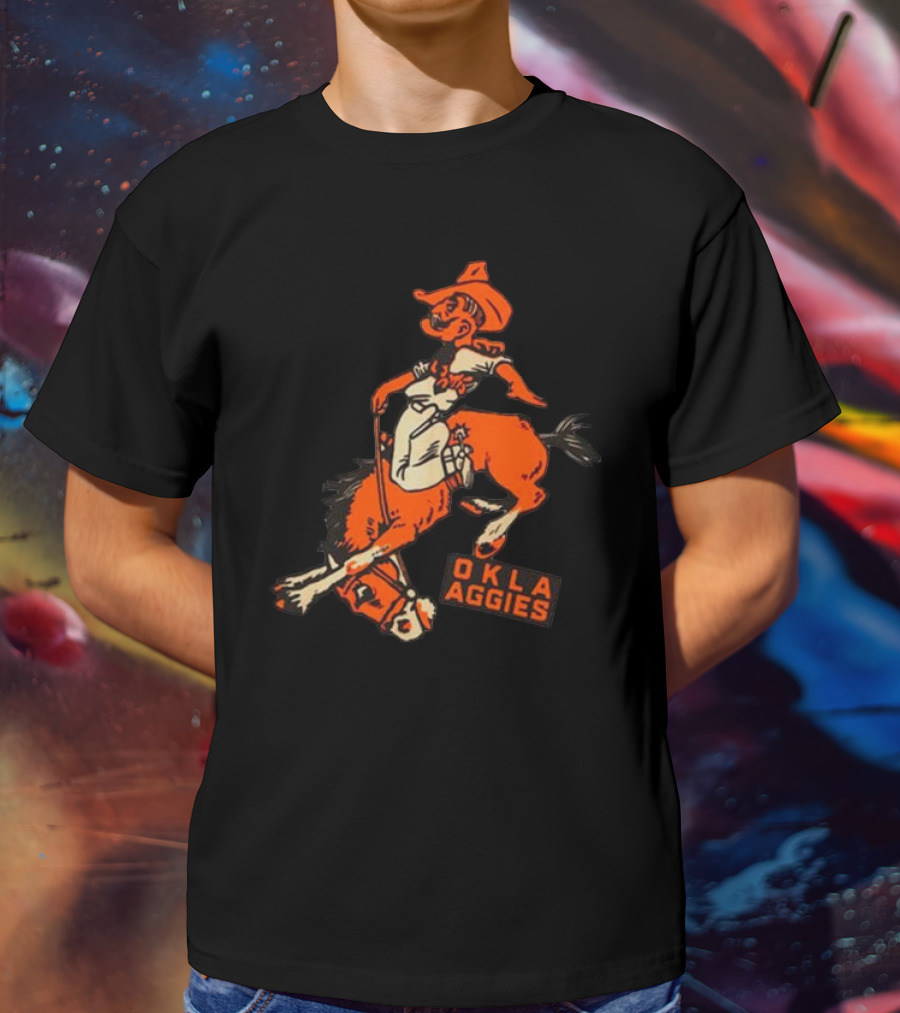 Oklahoma State Okla Aggies Cowboy Riding Horse T-Shirt