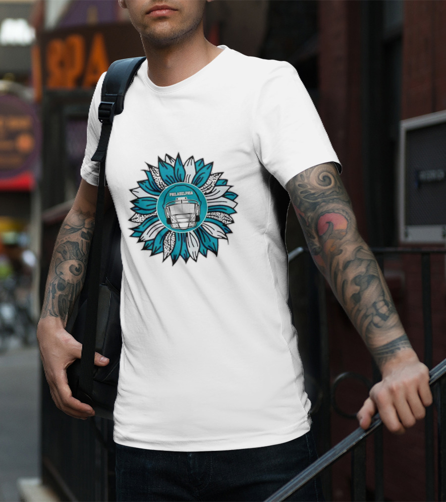 Philadelphia Eagles Football Helmet Sunflower T-Shirt