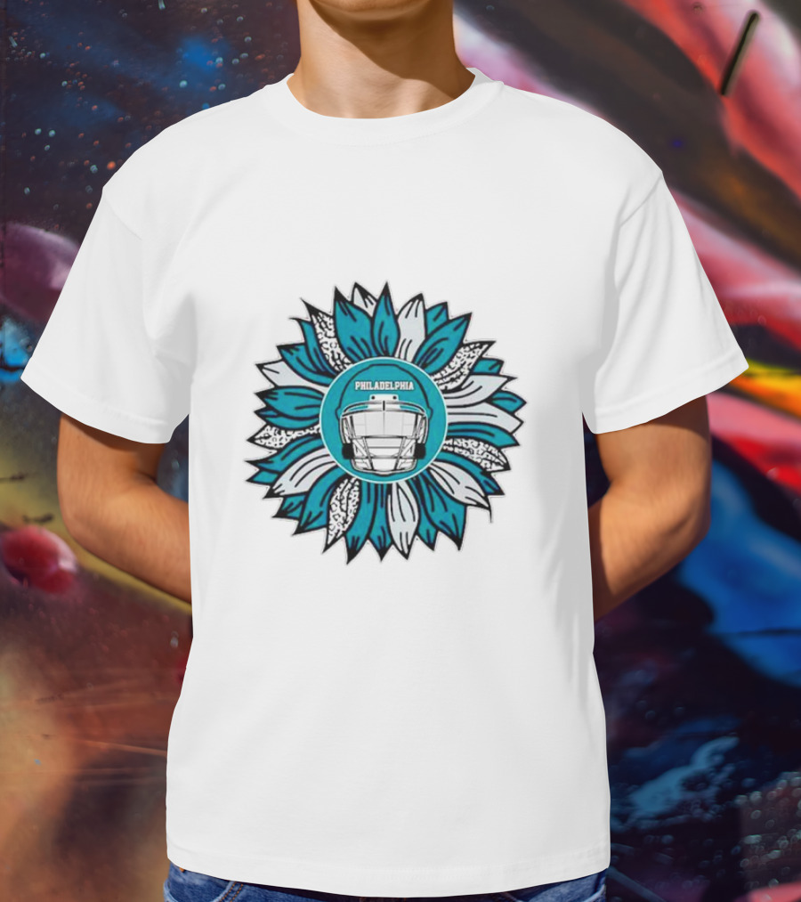 Philadelphia Eagles Football Helmet Sunflower T-Shirt