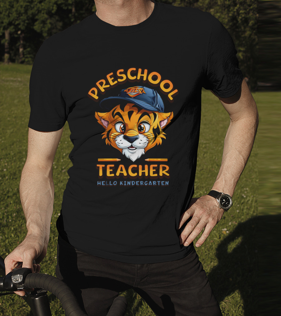 Preschool Teacher Hello Kindergarten Back To School Tiger Mascot T-Shirt