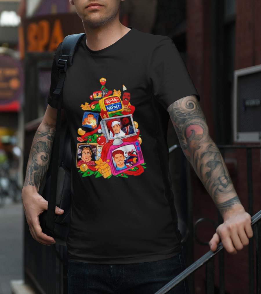 Roma Napoli Matchday Christmas Tree With Television Characters T-Shirt