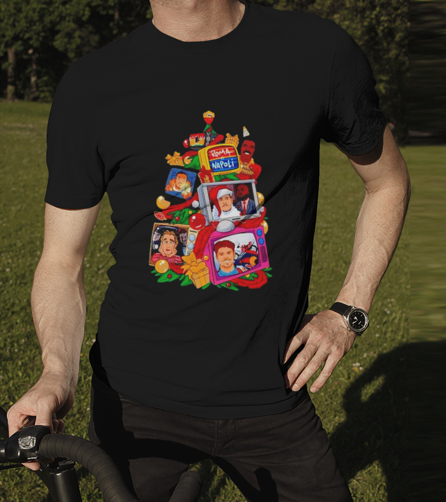 Roma Napoli Matchday Christmas Tree With Television Characters T-Shirt