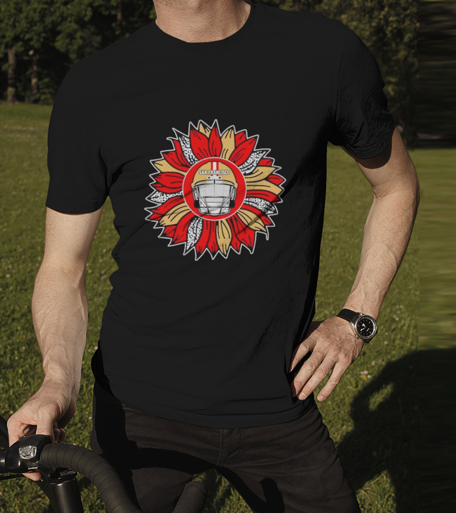 San Francisco 49ers Football Helmet Sunflower T-Shirt