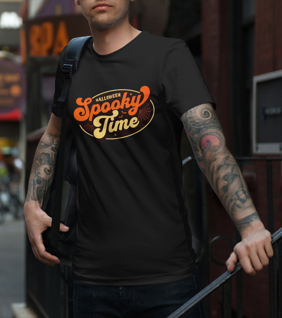 Halloween Spooky Time Bats And Webs T-Shirt